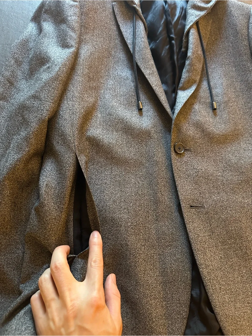 Bespoken 38R 100% Wool Removable Hoodie Grey Sport Coat Blazer